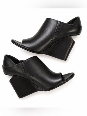 Alexander Wang Black Peep-Toe Wedge Sandals